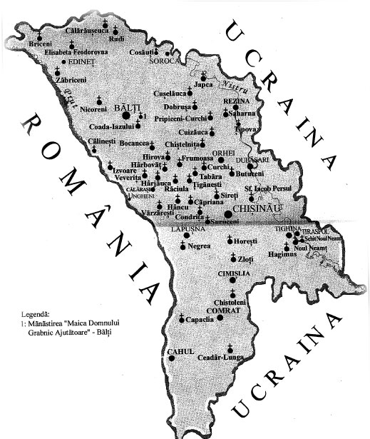 Harta manastirilor din Basarabia