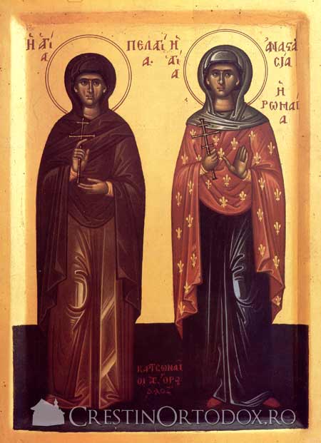 Sfanta Cuvioasa Pelaghia (stanga) si Sfanta Anastasia Romana (dreapta)