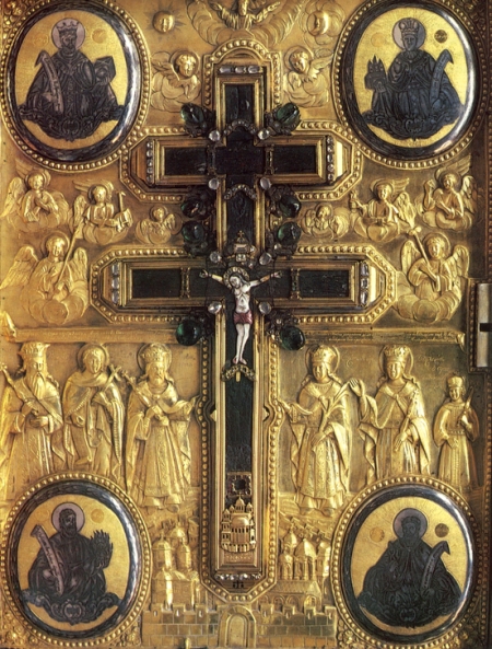 Racla care adăposteşte o parte din cinstitul lemn al sfintei Cruci a Mântuitorului - sfânta mănăstirea Xiropotamu din sf. Munte Athos