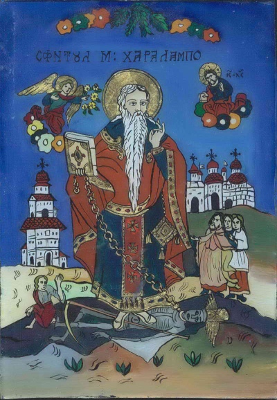 Sfantul Haralambie, icoana pe sticla