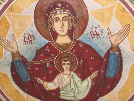 Episcopia Bu­zaului si a Vrancei - Maica Domnului Oranta (fresca din Clopotnita)
