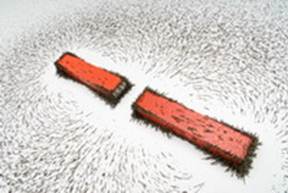Reorientarea piluturii de fier dupa liniile de camp magnetic