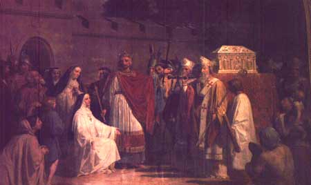 Carol cel Mara aduce Camasa in Biserica Sfantul Denis